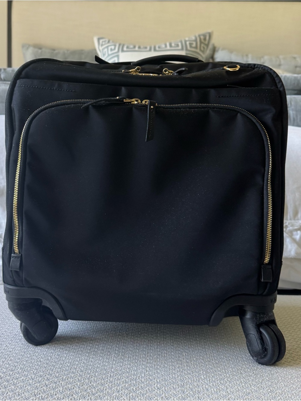 Tumi Black Travel Carry-On with Gold Hardware